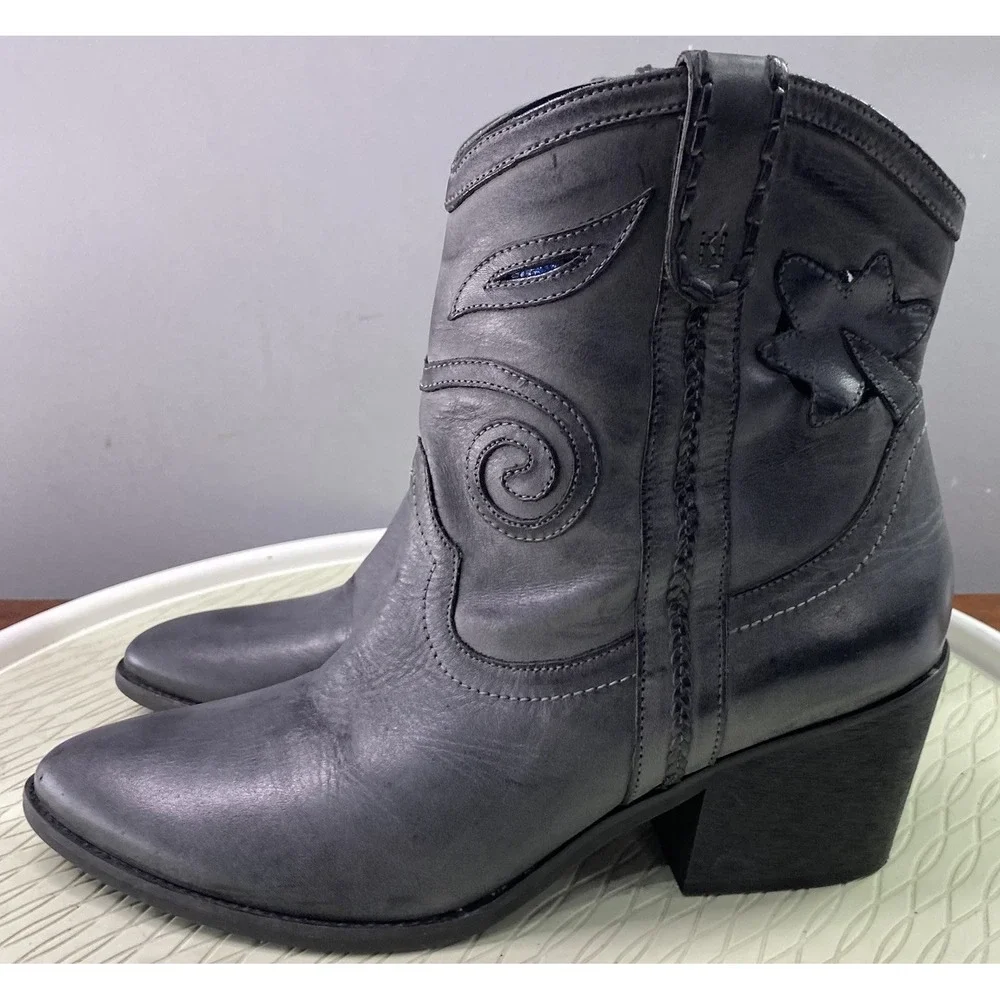 Carlos‎ by Carlos Santana Women's Leather Ankle Boots Blue/Gray Bootie Sz. 9.5